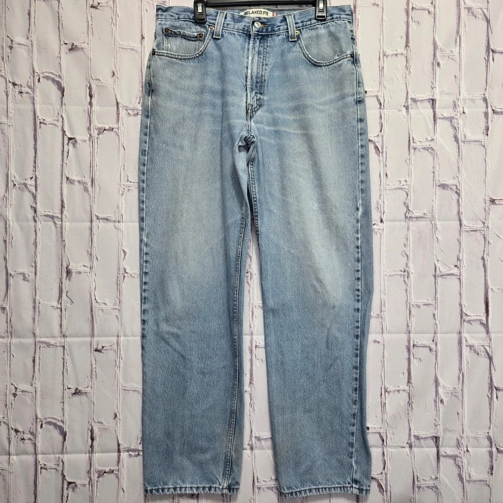 Y2K Levis 550 Relaxed‎ Fit Light Wash Blue Denim Jeans Mens 36x34 100% Cotton